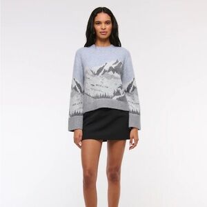 A&F Madeline Crew Sweater :: Gray/Blue :: XXS